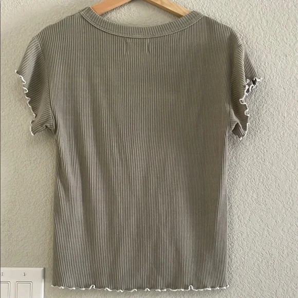 MATE the Label Green Ribbed Fitted Short Sleeve Tee - Picture 3 of 5